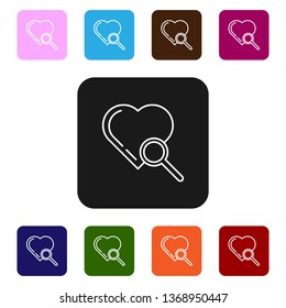 Nine styles flat rectangle illustration Cardiac diagnostics. Magnify icon