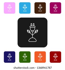 Nine styles flat rectangle illustration Line Clean Energy Concept Icon