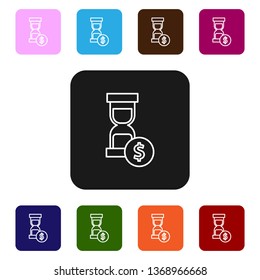 Nine styles flat rectangle illustration Time is money concept, clock and coin, long term financial investment