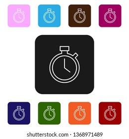 Nine styles flat rectangle illustration Clock icon. Timer icon. Countdown, deadline, schedule, planning symbol.