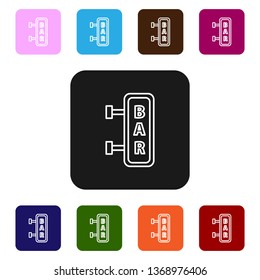 Nine styles flat rectangle illustration Vector Hanging Bar Board. Bar concept