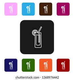 Nine styles flat rectangle illustration Cocktail vector icon, alcohol symbol