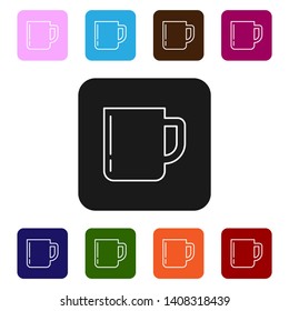 Nine styles flat rectangle illustration  Coffee cup icon. Coffee time