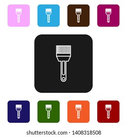 Nine styles flat rectangle illustration  Paint Brush icon. Draw symbol for graphic and web design.