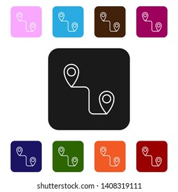 Nine styles flat rectangle illustration  Route location vector icon. Concept of path or road