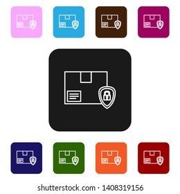 Nine styles flat rectangle illustration  Secure delivery box