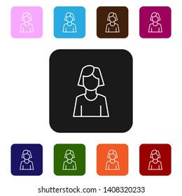 Nine styles flat rectangle illustration  Person icon. Social media icon
