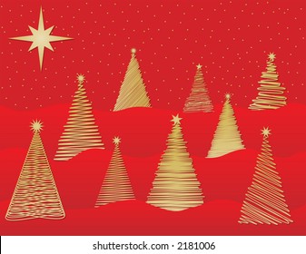 Nine Stylized Christmas Trees - Vector File