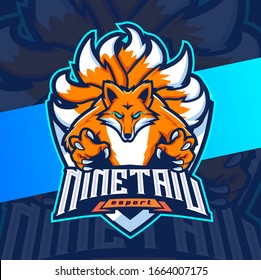 nine tail fox mascot esport logo design