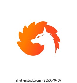 logotipo o icono de efecto de efecto de espacio negativo en el zorro de cola nueve