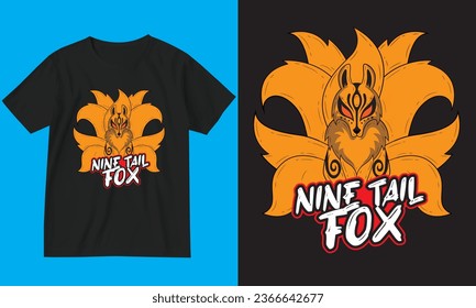 Neun Schwanz Fox T-Shirt Design. Fox T-Shirt Design.