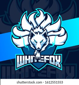 Nine Tail White Fox Mascot Esport Logo 