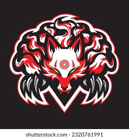 nine tailed fox mascot vector illustration design