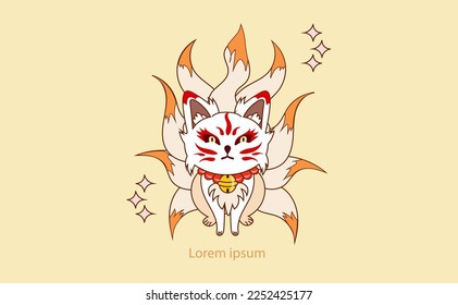 nine tailed fox sitting eps 10