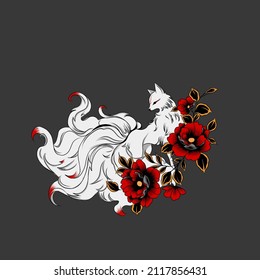 nine tailed fox vector graphic illustration