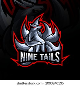 Nine tails mascot logo esport templates design svg