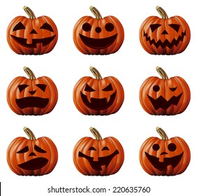 nine terrify halloween pumpkins with gestures