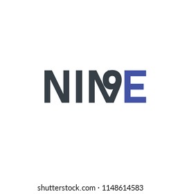 nine text logo vector template. Number logo text element