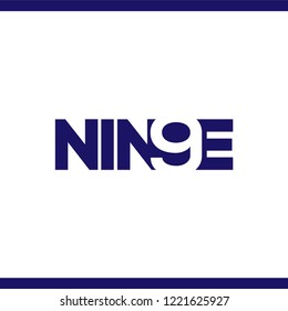 Nine text logo vector template. Number logo text element