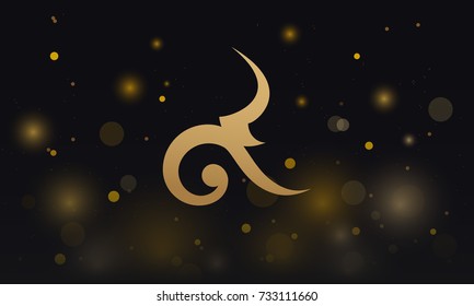 The nine in Thai style, Number nine on gold bokeh background. Rama 9 of Thailand King