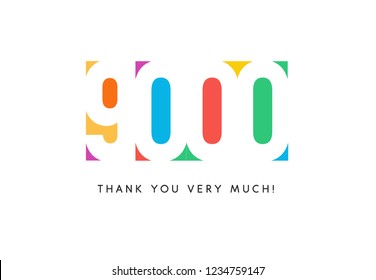 Nine thousand subscribers baner. Colorful logo for anniversary day.