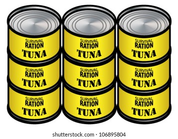 Nine tins of tuna - good survival rations!