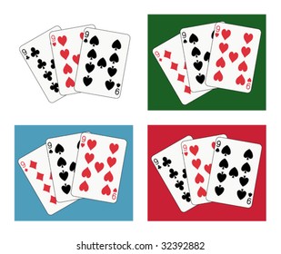 Nine tris four different arrangements and backgrounds