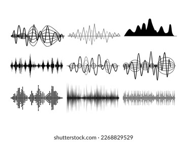 Nine types of frequency wave icon illustration.