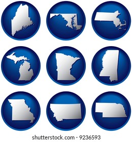 Nine United States Buttons