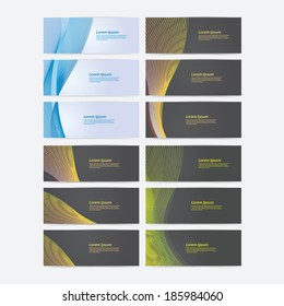 Nine vector abstract banners with modern design element - outline flow. Element for website, presentation or poster. Editable thickness.