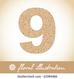 NINE. Vector floral illustration.