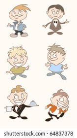 Nine vector illustrations of a cartoon character
