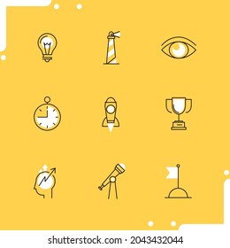 nine vision business set icons