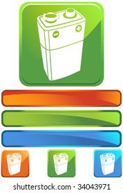 nine volt batter icon square glossy