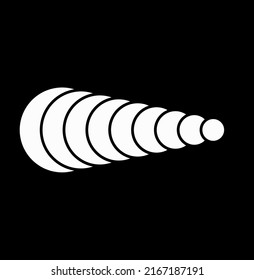 Nine white dots overlapped each other from small to big.