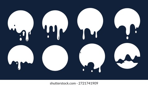 Nueve círculos de goteo blancos sobre fondo azul oscuro
