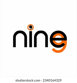 "Nine" word design with number 9 in letters I and E.