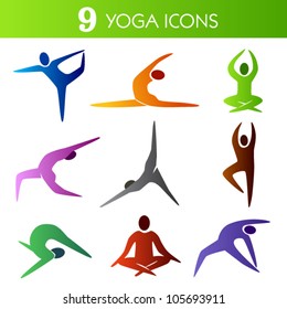 Nine yoga icons