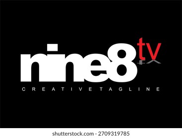 NINE8TV Vector elegante del logotipo del texto, diseño del icono de la compañía de la transmisión.