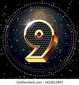 Nine-Gold Number and Lighting Background.