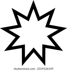 Baháʼí, Nine-pointed star, According to the Abjad system of Isopsephy, the word Bahá' has a numerical equivalence of 9, and thus there is frequent use of the number 9 in Baháʼí symbols. svg
