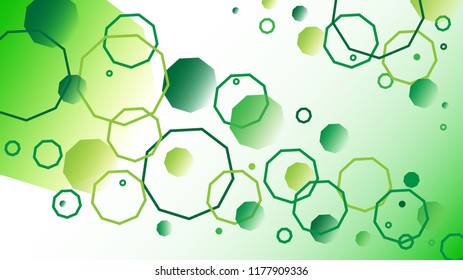 Nine-sided shapes vector background, green background, abstract background.