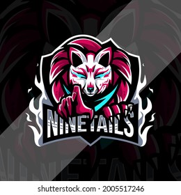 Ninetails mascot logo esport template design svg