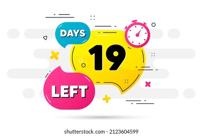 Nineteen days left icon. Countdown number on abstract flow pattern. 19 days to go sign. Count offer date left bubble. Countdown timer with number. Vector