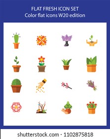 Nineteen house plant flat vector icons collection on white background. Can be used for topics like floriculture, hobby, spring, home decoration