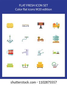 Nineteen household flat vector icons collection on white background. Can be used for topics like housekeeping, living room, accommodation, home
