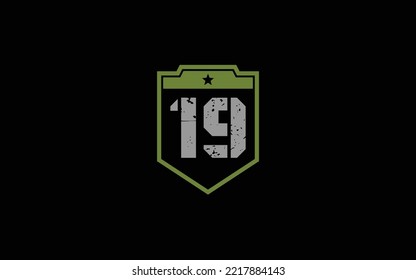 NINETEEN Number army for team identity. Military template vector illustration for your brand.