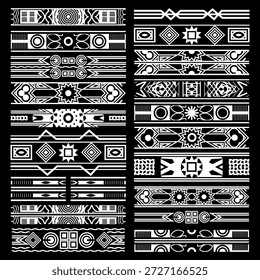 Dezenove elementos ornamentais para a criação de molduras decorativas ou outros projetos de design. Conjunto de vetores