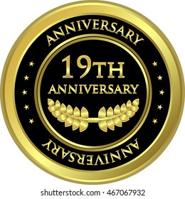 Nineteenth Anniversary Black And Gold Medal
