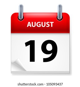 Nineteenth in August Calendar icon on white background